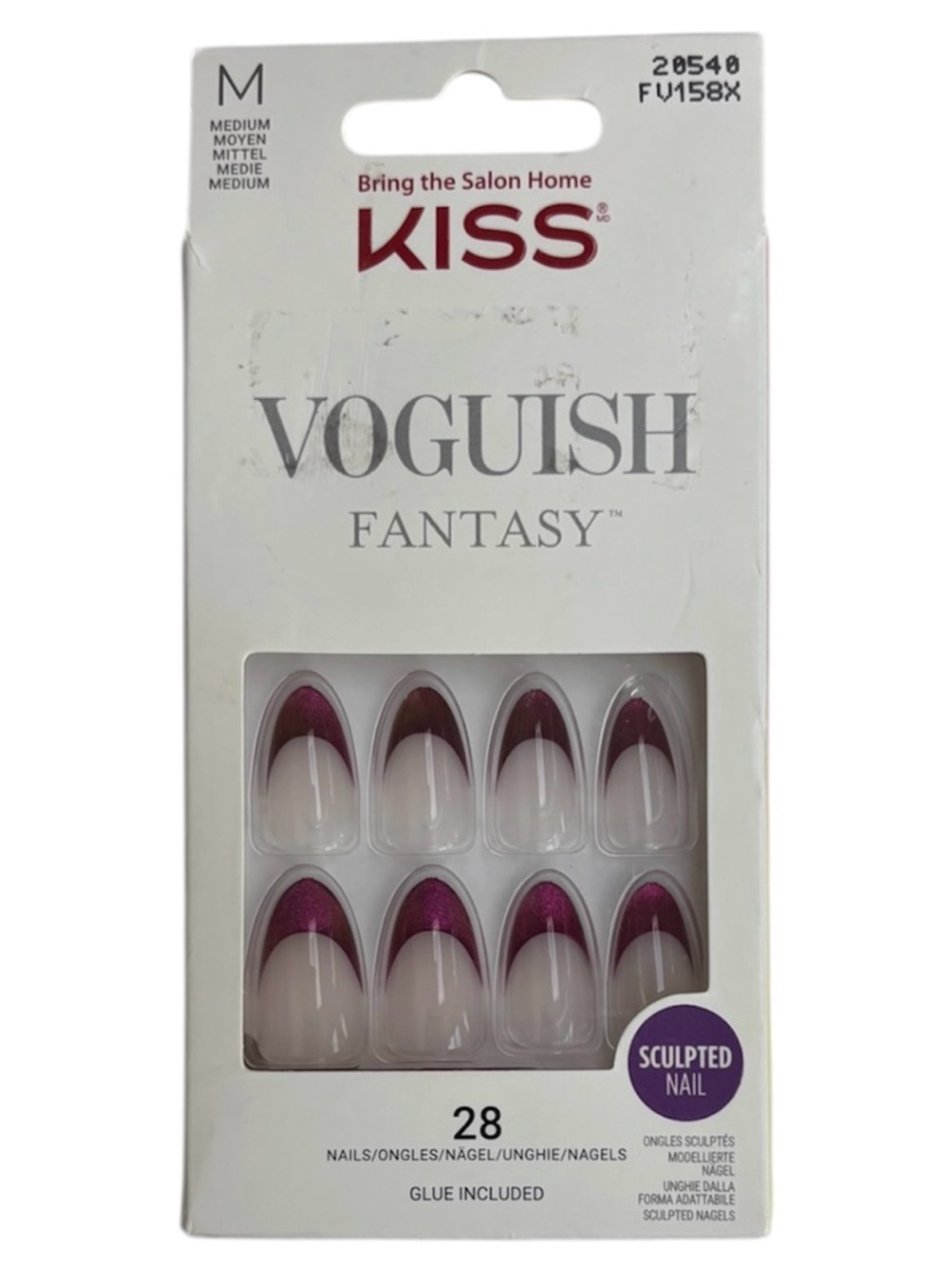 KISS Voguish Fantasy Press-On Nails Natural Burgundy French Tips Passionable - Picture 12 of 16
